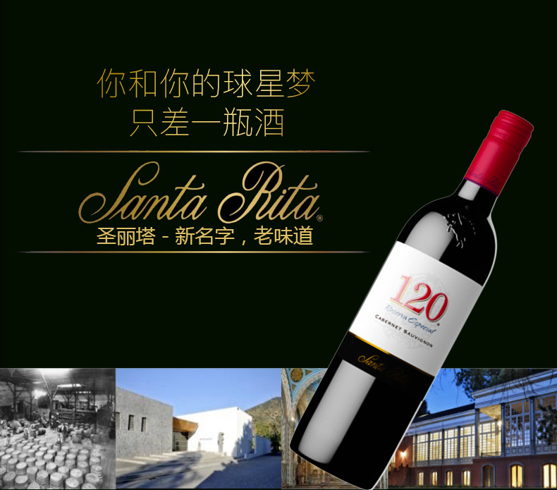 Santa Rita 智利进口红酒 圣丽塔酒庄120干红, 赤霞珠375ML