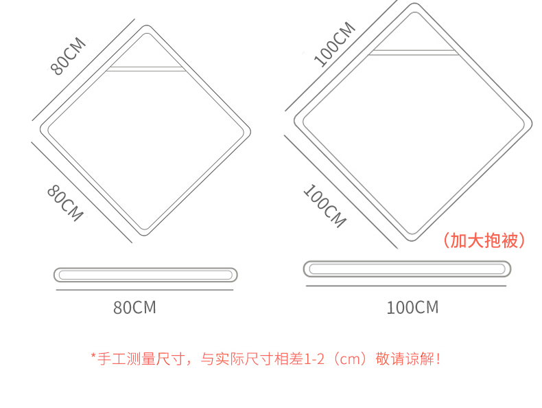 gb好孩子新生儿用品小包被秋冬季加厚初生婴儿抱被宝宝裹被子 80*80