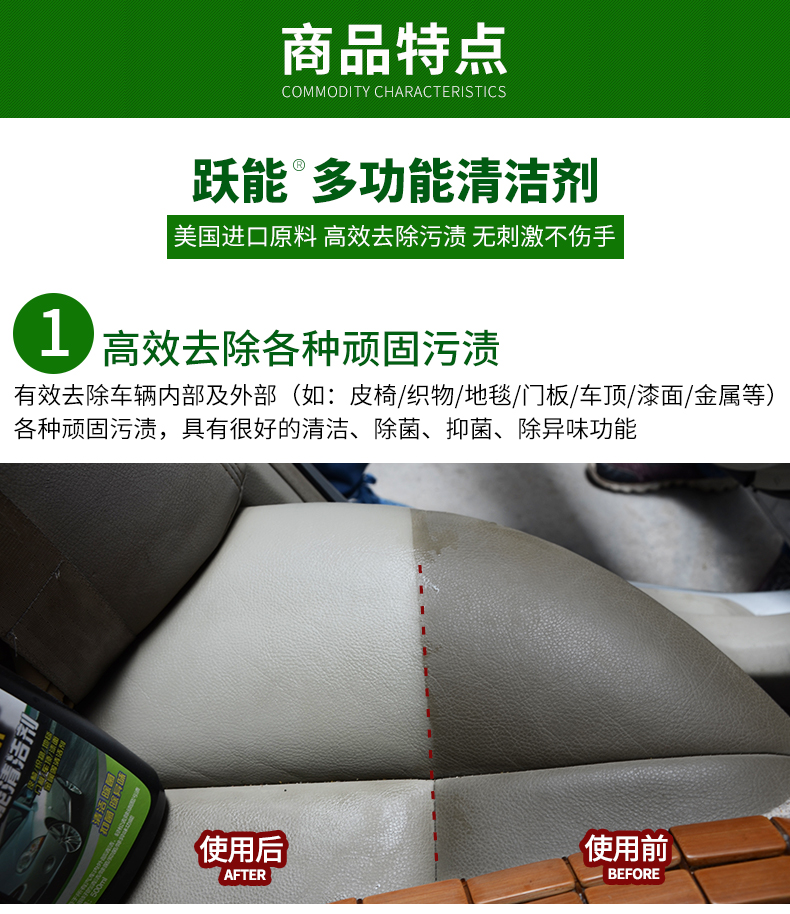 跃能汽车泡沫清洁剂多功能真皮座椅清洗液洗车用品套装内饰清洗剂 皮革护理滋养膏 + 多功能清洁剂 2瓶