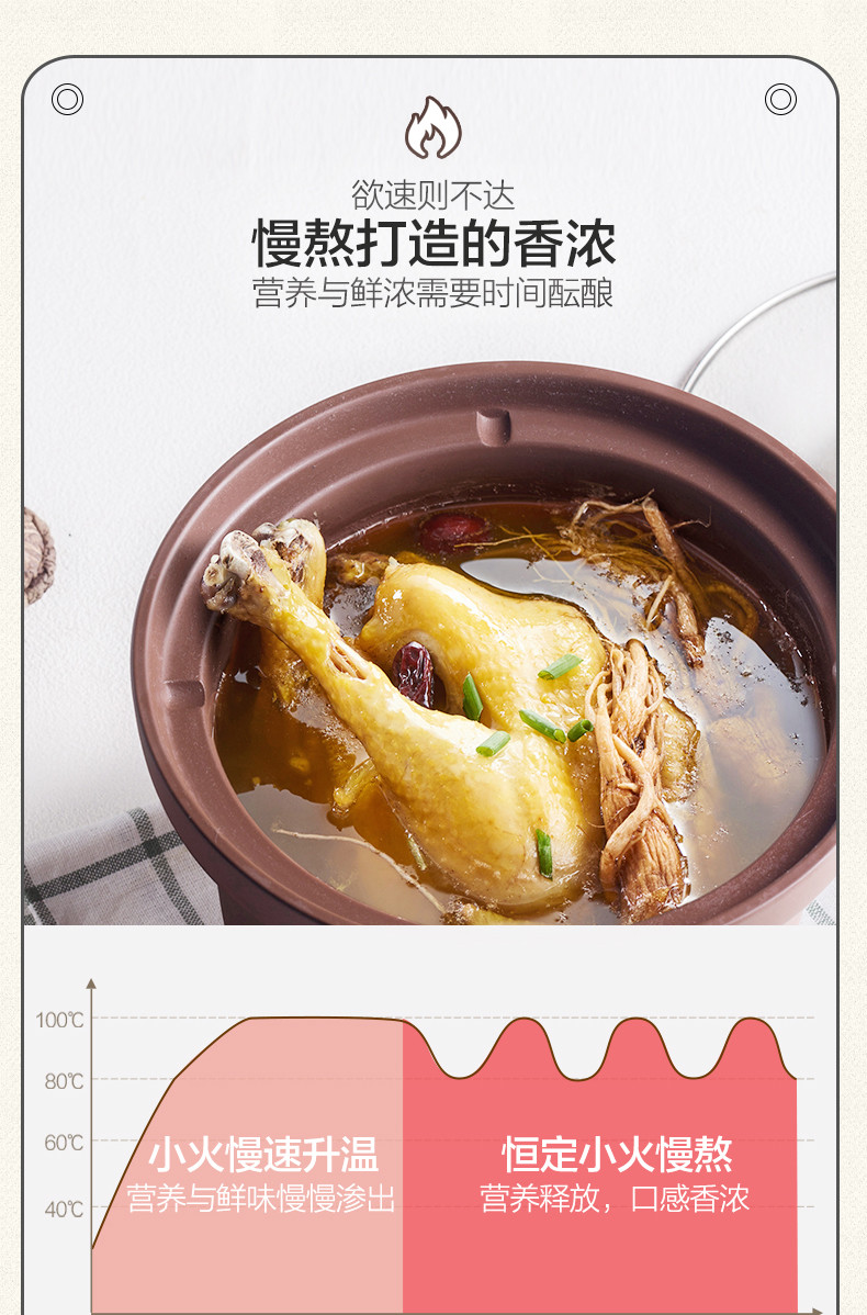 小熊 DDG-D30C1紫砂锅电炖锅陶瓷家用电煲汤锅全自动煮粥锅