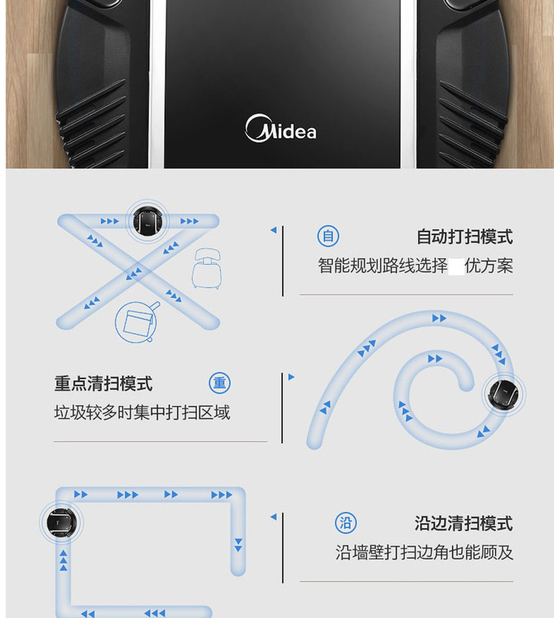 美的/MIDEA扫地机器人吸扫一体机家用全自动无线遥控智能扫地机VR05F4-TB