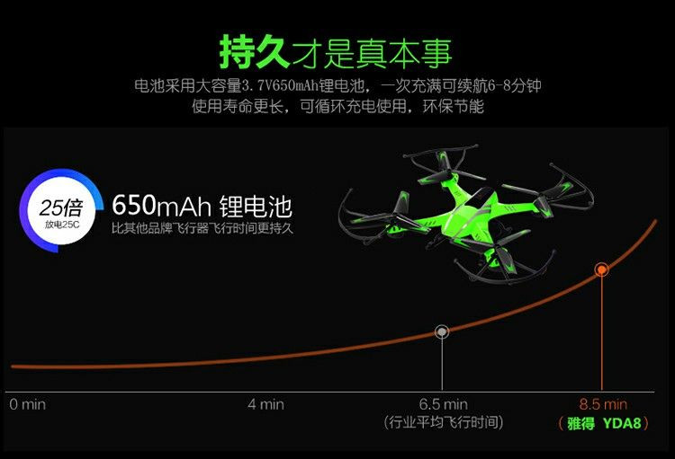 Attop雅得玩具四轴无人机飞行器遥控飞机YDA8 YDA9儿童摇控直升机充电三电三充