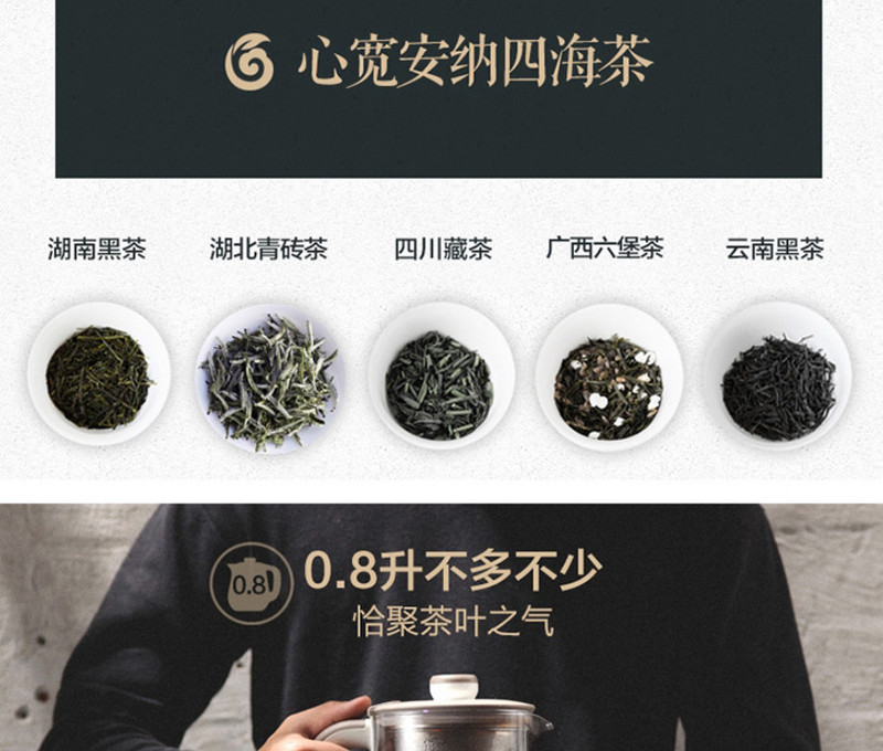 小熊YSH-A08N5 养生壶全自动加厚玻璃蒸茶壶多功能煮茶器家用黑茶花茶煮茶壶