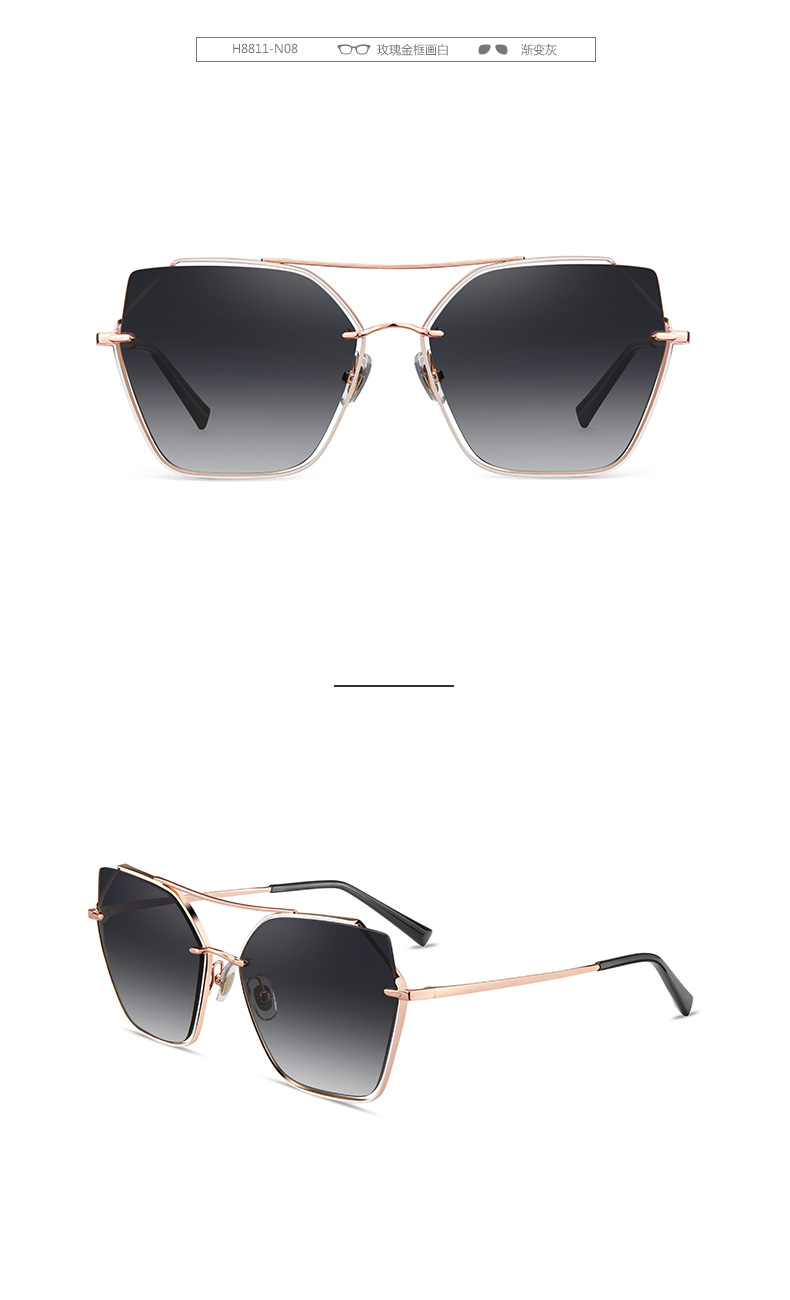海伦凯勒2019新款多边个性潮流墨镜优雅大框太阳眼镜女H8811