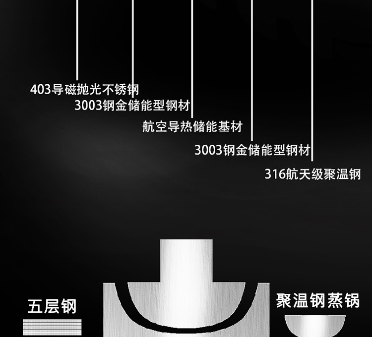 居家夫人 蒸锅德国316不锈钢3层多层蒸笼加厚蒸煮锅JB2119