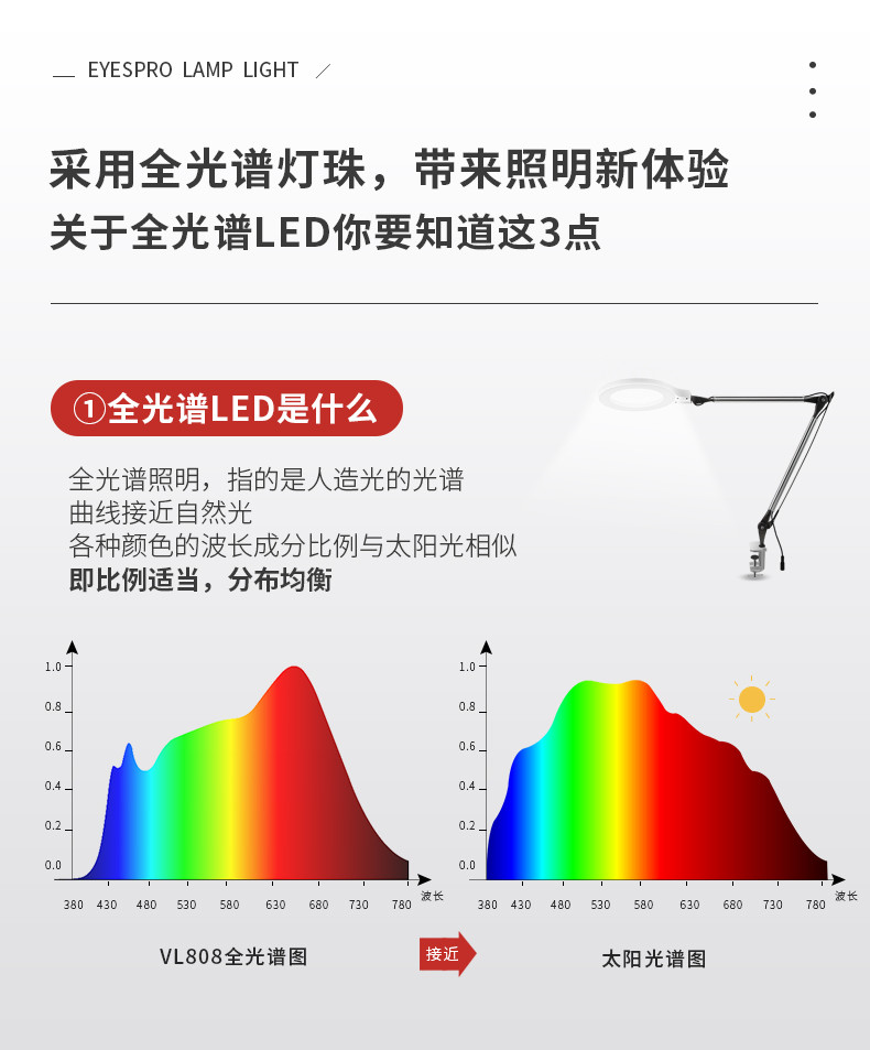 孩视宝 VL808 LED夹子台灯护眼儿童学习学生书桌宿舍阅读卧室床头灯夹式