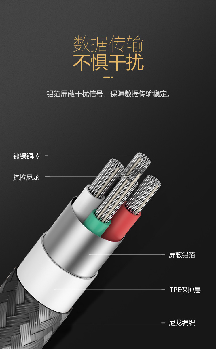 公牛（BULL） J610B(S)公牛红尼龙编织数据线type-c接口支持 J610B