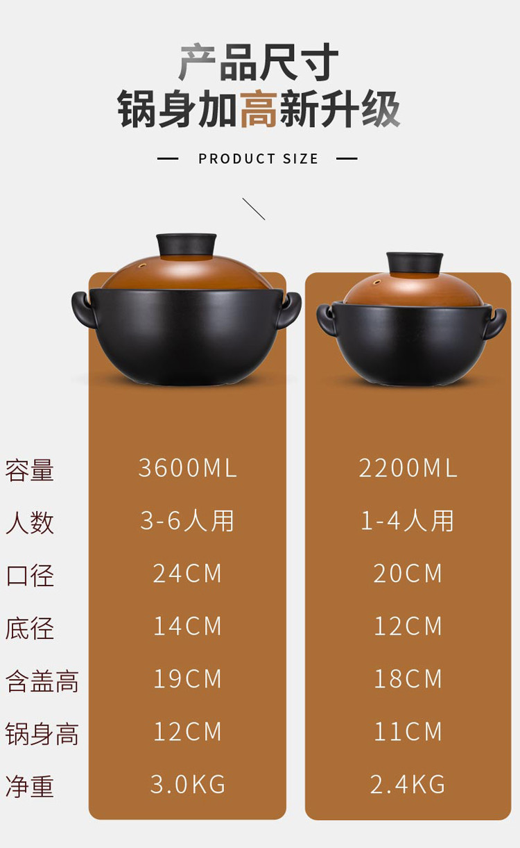 泥火匠 韩厨系列加高款干烧煲 耐热陶瓷汤锅 明火砂锅炖锅汤煲炒菜煲 2200ml