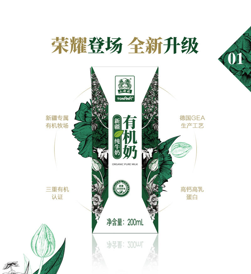 土姥姥 标准有机纯牛奶新疆牛奶200ml*6盒装