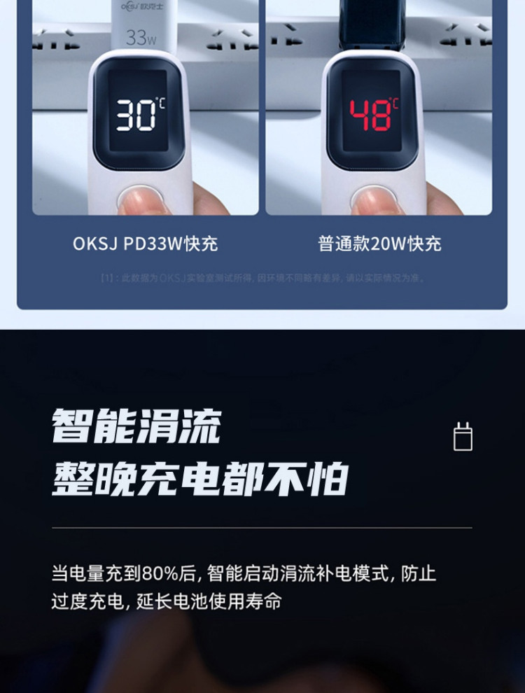 OKSJ OKSJ苹果充电器头快充套装33W多口插头通用OKSJ-RY-U33L