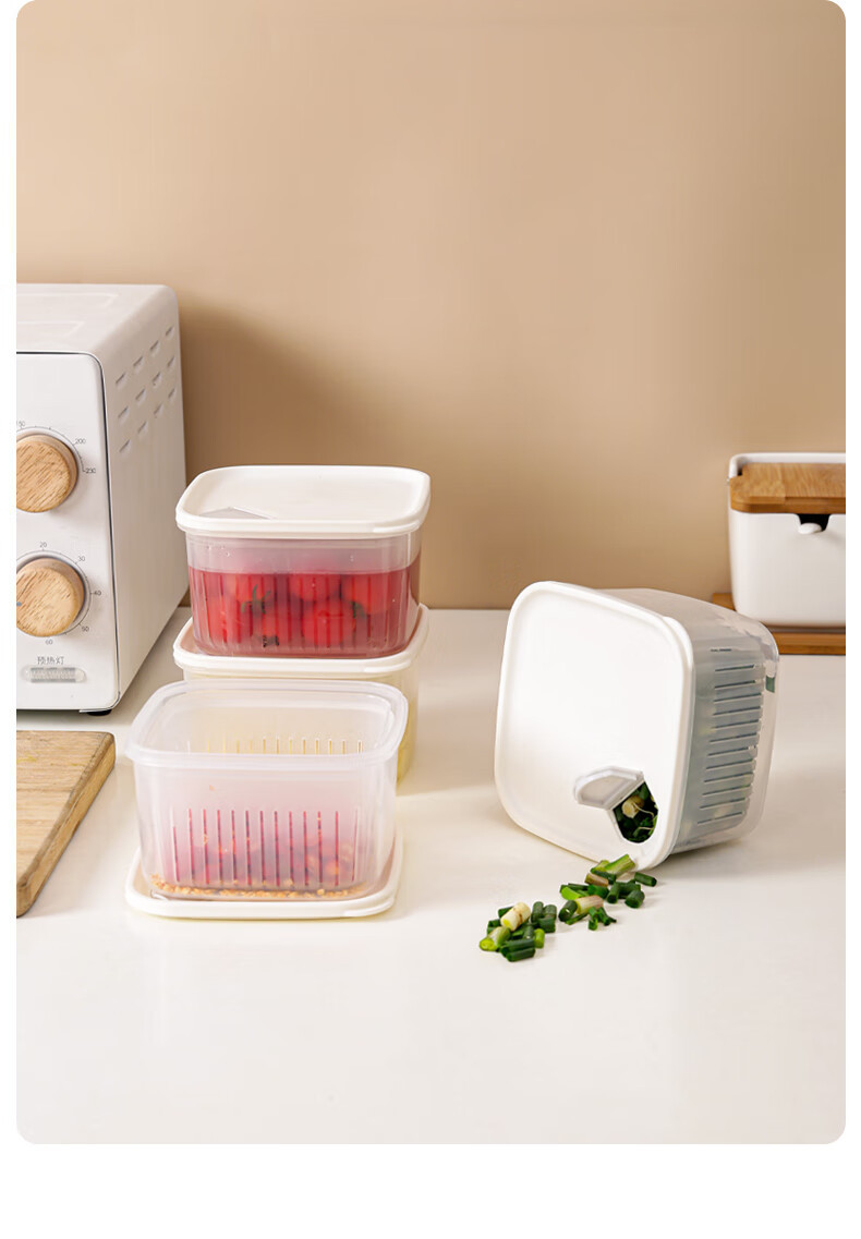 拜格（BAYCO）保鲜盒葱花沥水收纳盒水果蔬菜密封储物盒打单个装BS2513