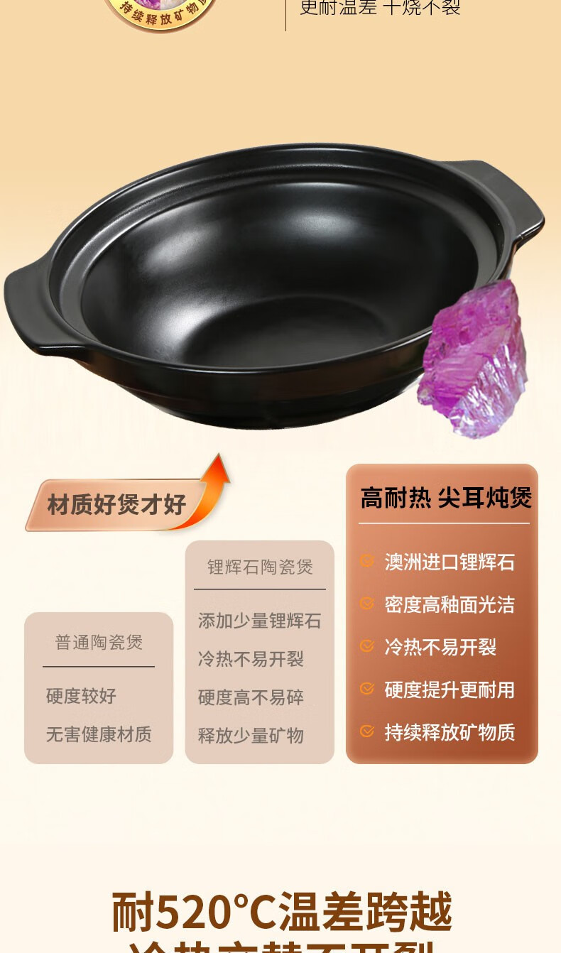 泥火匠 煲仔饭砂锅石锅拌饭燃气专用陶瓷炖锅煲汤煲小干烧沙锅尖耳煲2000ml