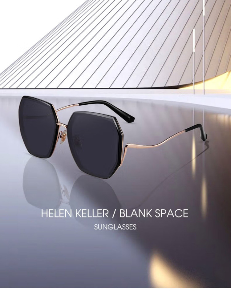 海伦凯勒偏光太阳镜几何框型时尚墨镜女防晒眼镜开车驾驶太阳眼镜 H2115H06