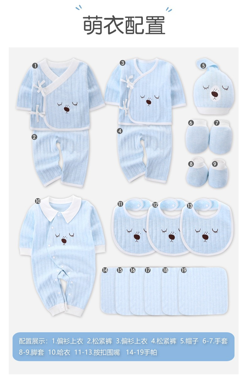 班杰威尔（BANJVALL）婴儿衣服夏季薄款新生儿礼盒套装刚出生宝宝衣服用品满月礼四季眉豆熊