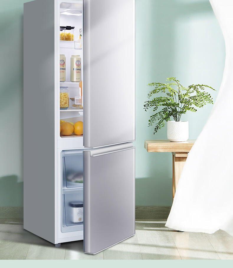 【叠加券】TCL 186升 家用双门冰箱 节能养鲜 抗菌环保内胆 双门冰箱BCD-186C闪白银