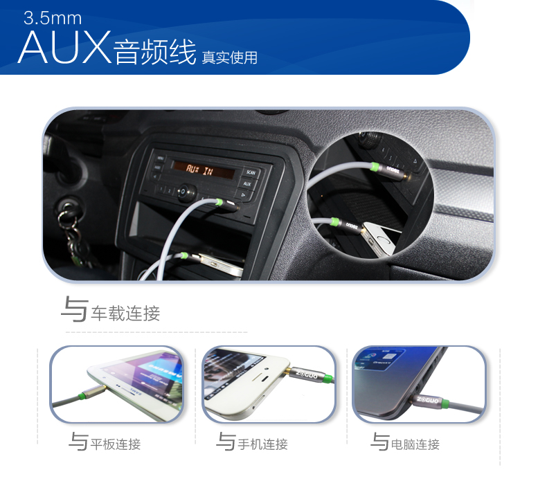 中视讯铜芯 AUX车载音频线15米 A-01-15