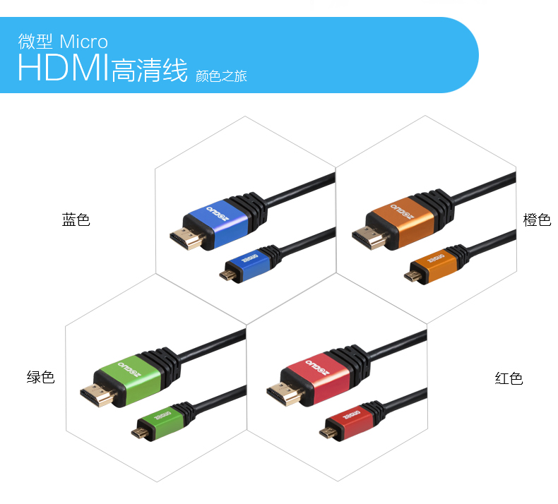 中视讯2.0版 Micro HDMI转HDMI线3米 H-07-3