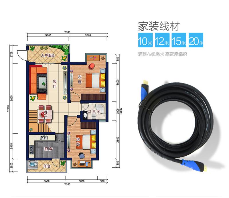 中视讯2.0版 4K HDMI高清线3米 H-03-3