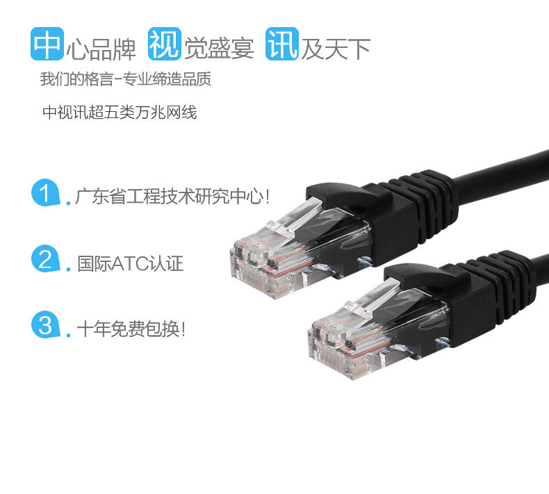 中视讯纯铜芯超五类电脑网线宽带成品10米 W1-10