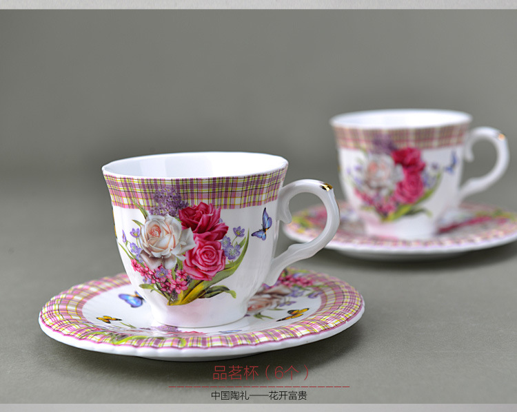 欧式咖啡杯套装骨瓷英式高档客厅创意花茶整套下午茶具15件送架子