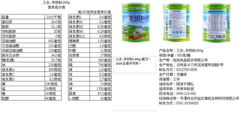 [兩罐優惠]三多_羊奶粉-800g---金選台寶GO