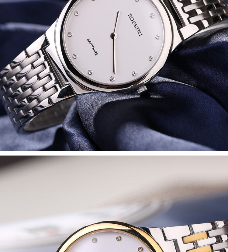 罗西尼 正品超薄手表 精钢带商务腕表 防水男士石英表 5395系列