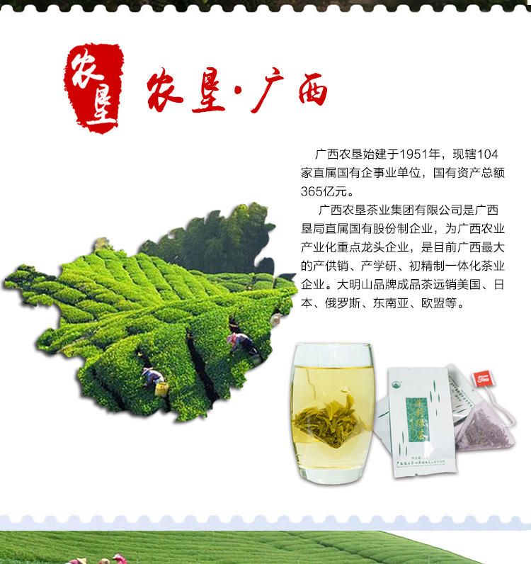 【农垦 广西】大明山茶叶 质量可溯源 一级茉莉绿茶 茉莉花茶 独立小包装 散装(3g*15)