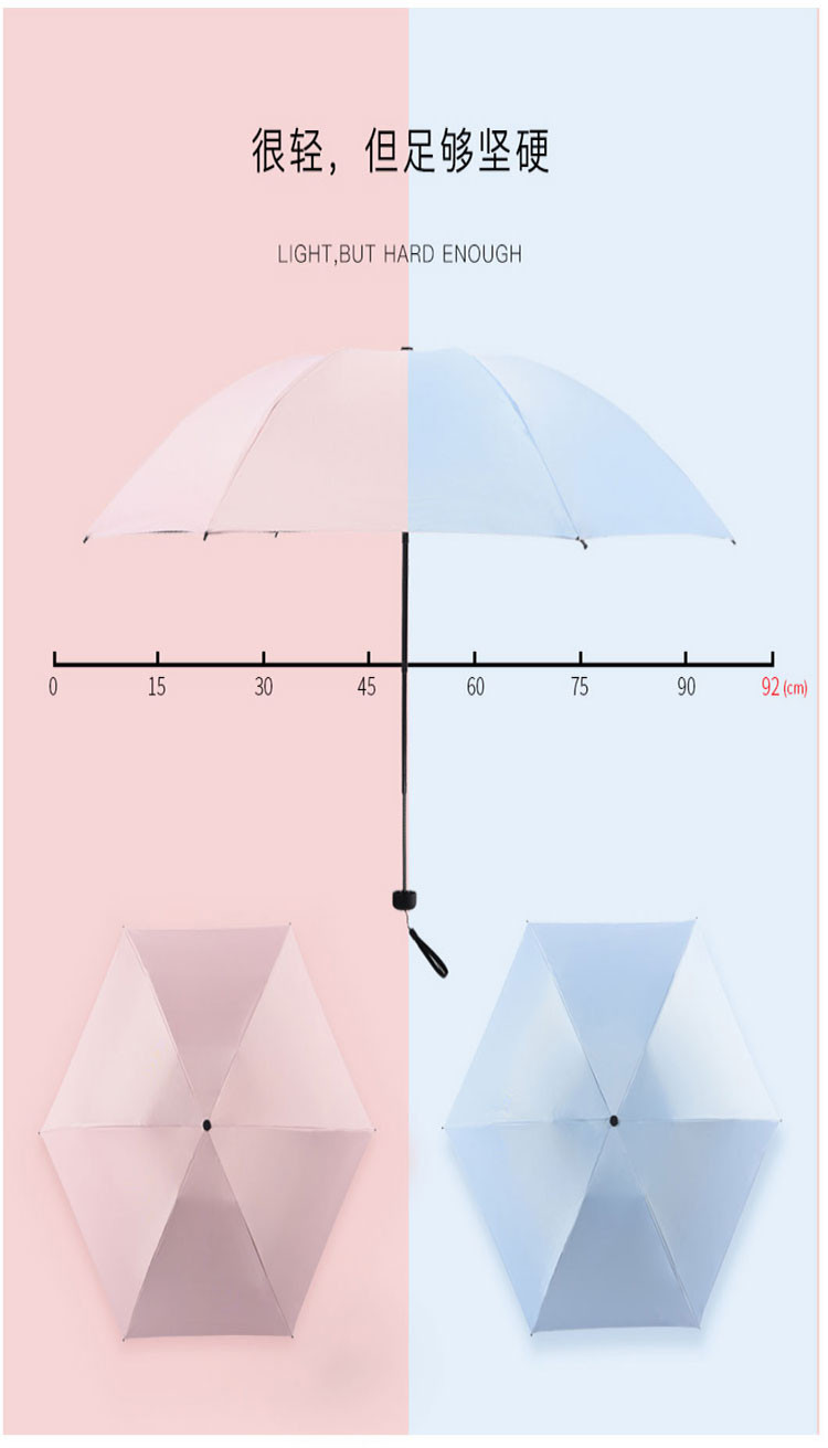 羚羊早安 轻量晴雨 春夏黑胶 清新纯色防晒防紫外线 小巧轻便遮阳伞