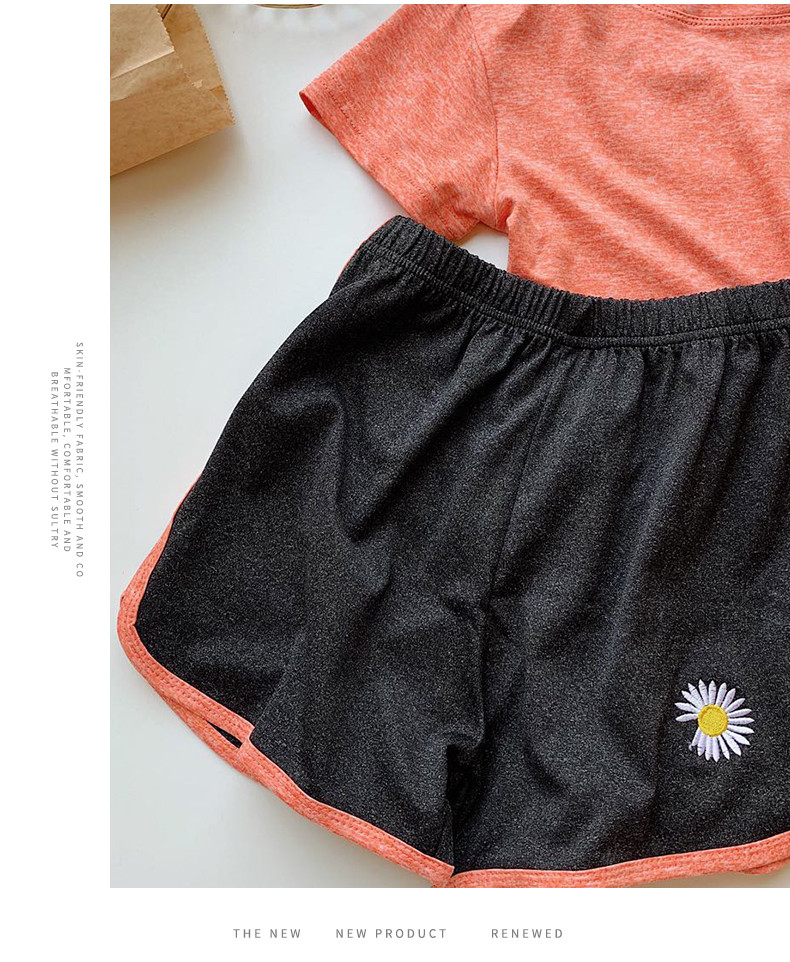 宝娜斯/BONAS 儿童运动套装 小雏菊速干衣套装 户外运动瑜伽服健身两件套