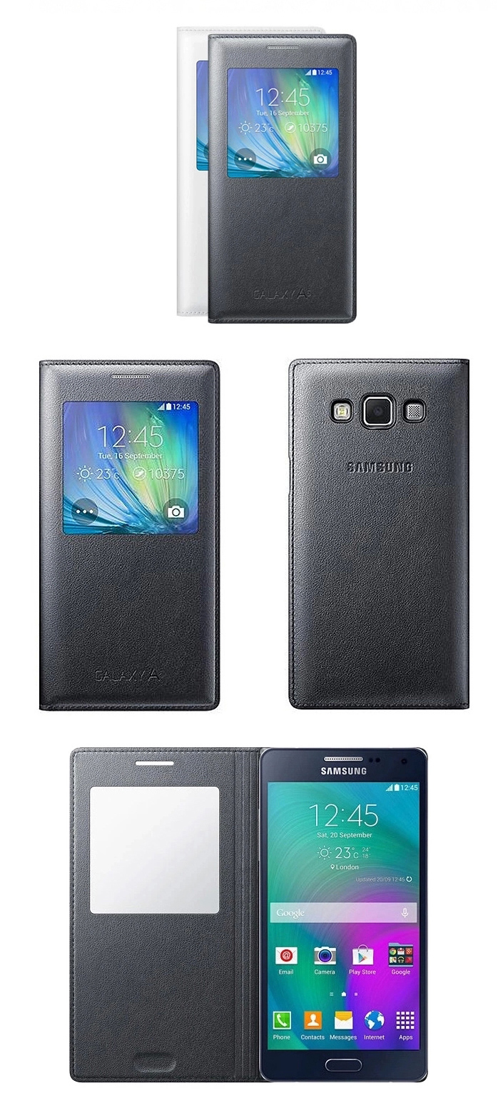 三星A7原装皮套 A7000手机壳 GalaxyA7保护套 智能休眠皮套 黑色