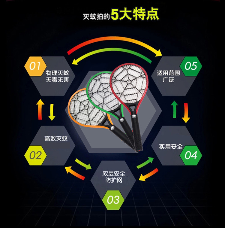 蜘蛛网大号电蚊拍 大网面充电蚊子拍带LED充电式大号苍蝇拍【全国包邮】