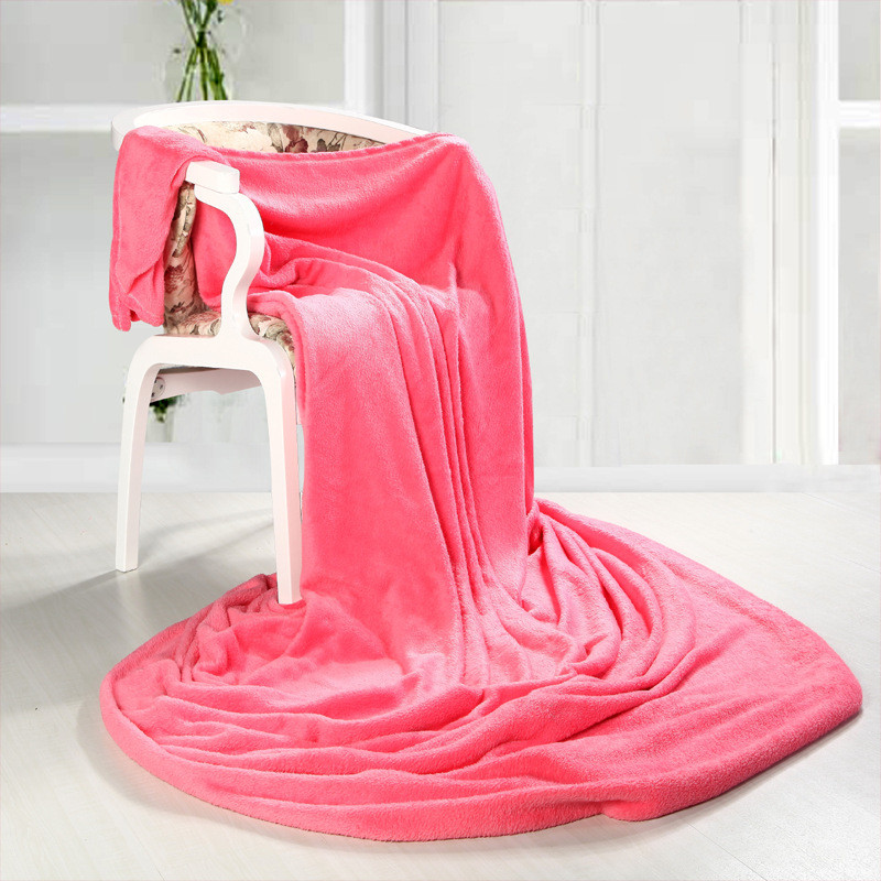 简约纯色毛毯 办公室空调毯 午睡毯 薄毯 床单 法莱绒 超柔素色150*200CM【颜色随机】