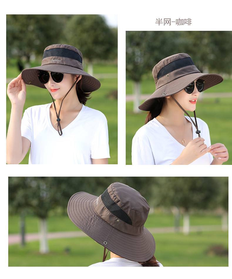 夏季遮阳帽防晒太阳帽女折叠渔夫帽大沿户外帽子