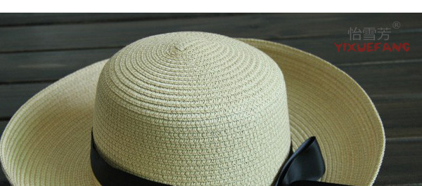 遮阳帽草编宽檐礼帽可折叠草帽夏季女沙滩帽度假