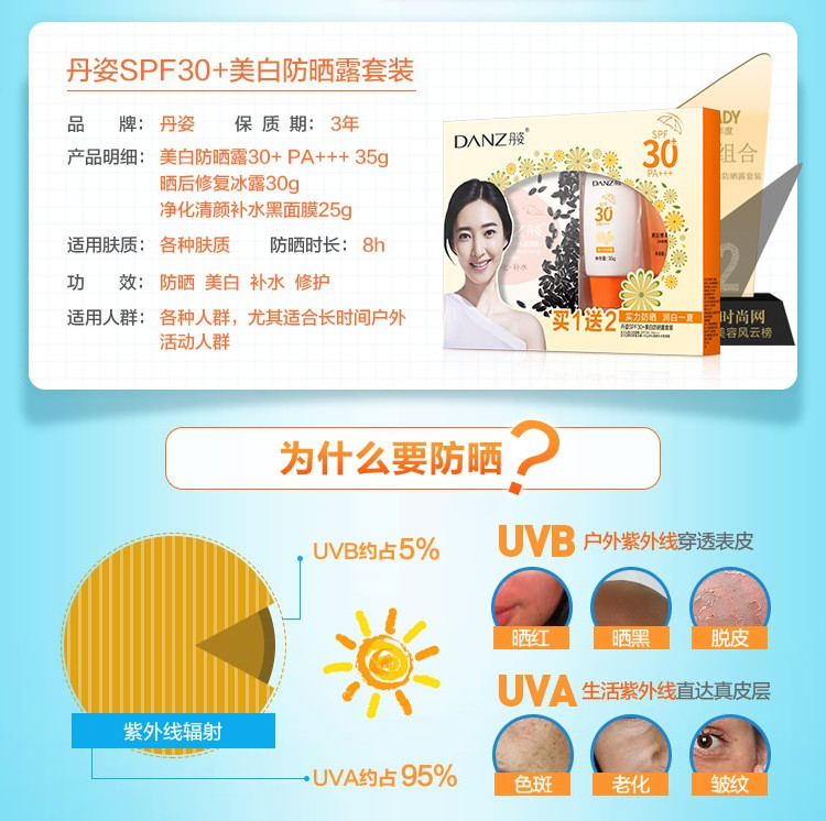 美白防晒露套装深度补水晒后修复防水防汗SPF30保湿晒后修护补水防晒【全国包邮】【新款】