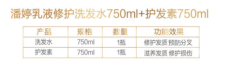 潘婷 乳液修复护洗发水露乳750ml+润护发精华素750ml套装多省包邮