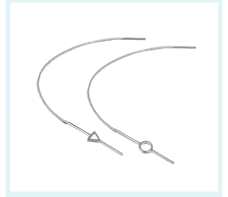 別制 925银韩版耳钉 长款纯银耳线 耳饰不对称耳环 送女友 个性银饰 ESL63004S