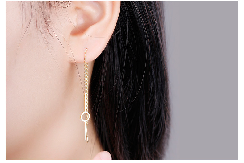 別制 925银韩版耳钉 长款纯银耳线 耳饰不对称耳环 送女友 个性银饰 ESL63004S