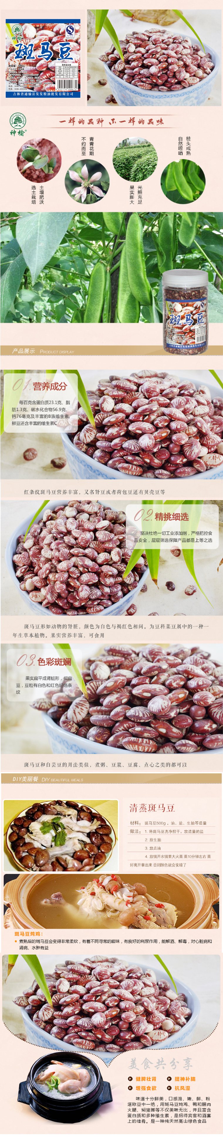 【白城馆】吉林白城东北发发有机斑马豆500g*6瓶