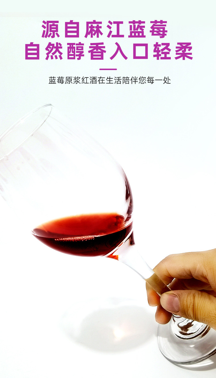 蓝笑 【麻江蓝莓原浆酒】特级蓝莓红酒（半甜型）蓝莓原浆酒750ml