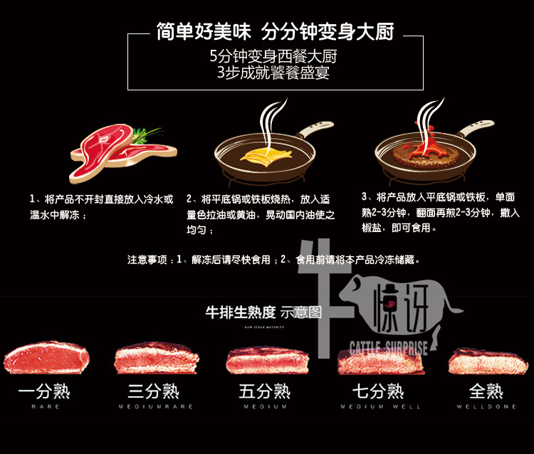 牛惊讶澳洲进口家庭牛排  儿童营养牛排  调理牛排 130g