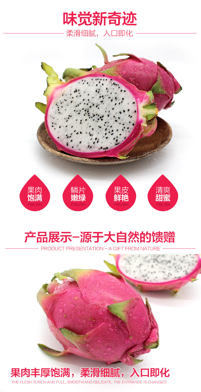 【源产地】新鲜水果正宗越南进口白心火龙果 5斤装 白肉火龙果全国包邮