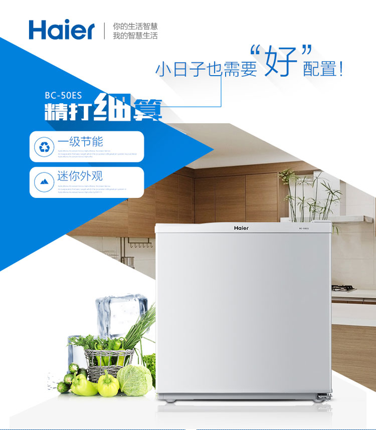 海尔（Haier）BC-50ES 50升 单门冰箱