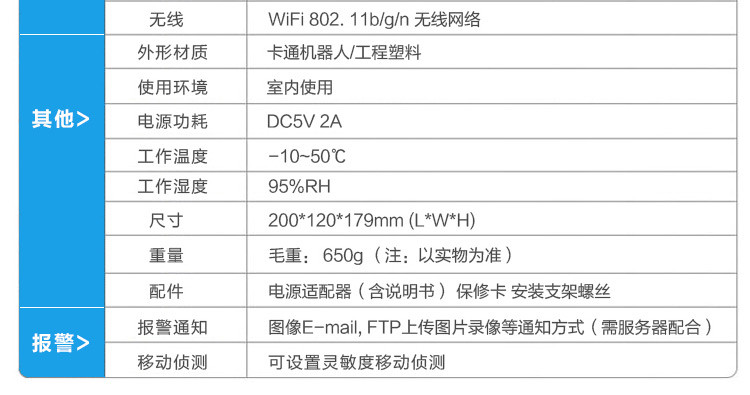 海尔智能摄像头 无线网络摄像头YTT05