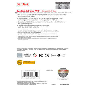 闪迪（SanDisk）至尊超极速CompactFlash存储卡 128GB 1067X 读速