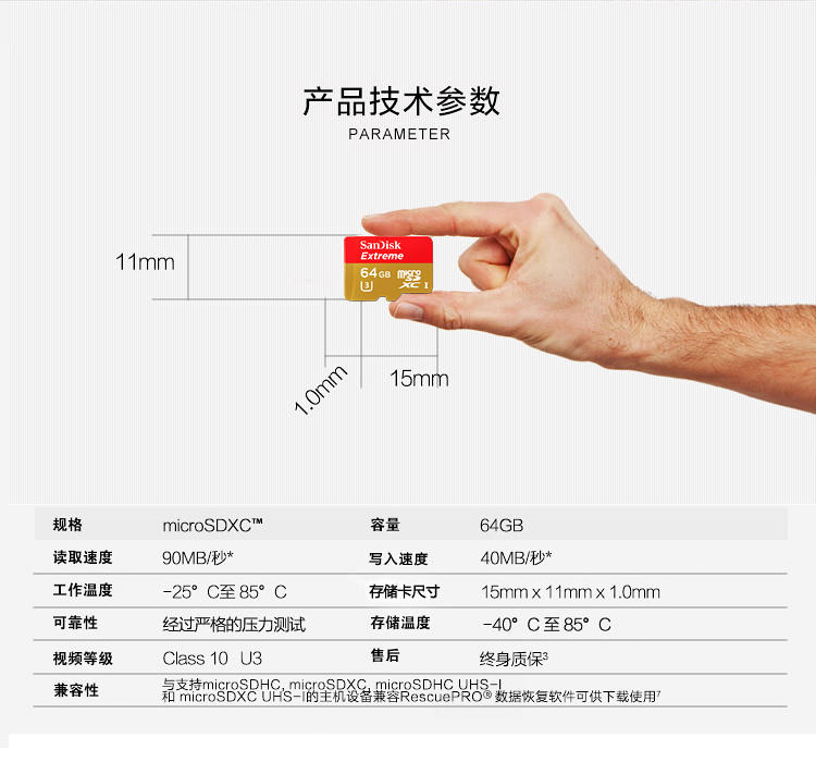 闪迪（SanDisk）至尊极速移动MicroSDXC UHS-I存储卡 TF卡 64GB C