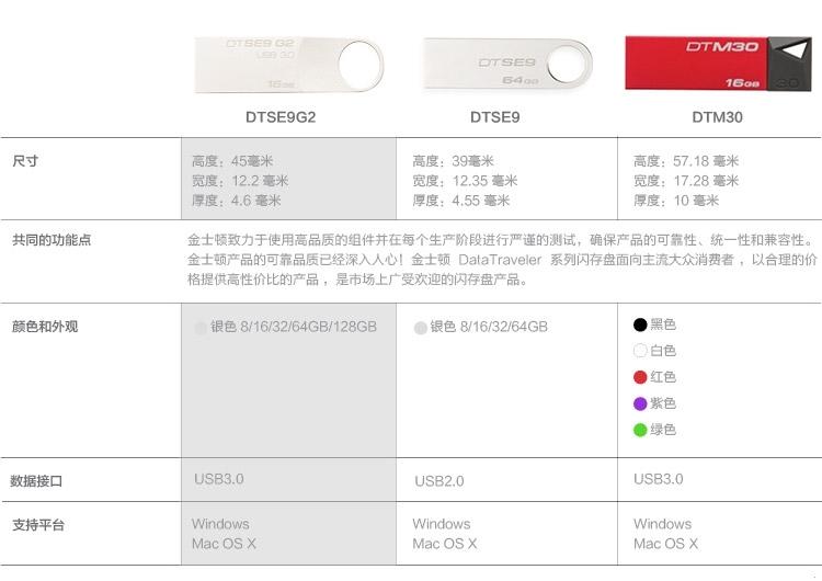 金士顿（Kingston）读速100MB/s DT SE9G2 32GB USB3.0 金属U盘