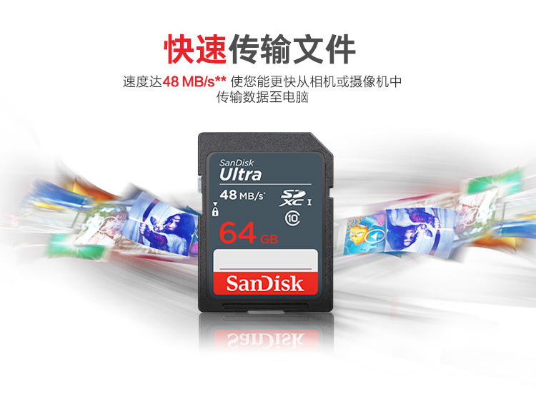 闪迪（SanDisk）至尊高速SDXC UHS-I存储卡 64GB Class10 读速48M