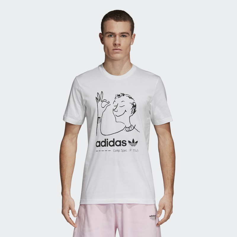 阿迪达斯三叶草男士运动T恤短袖2018春季款印花图案圆领套头衫上衣
