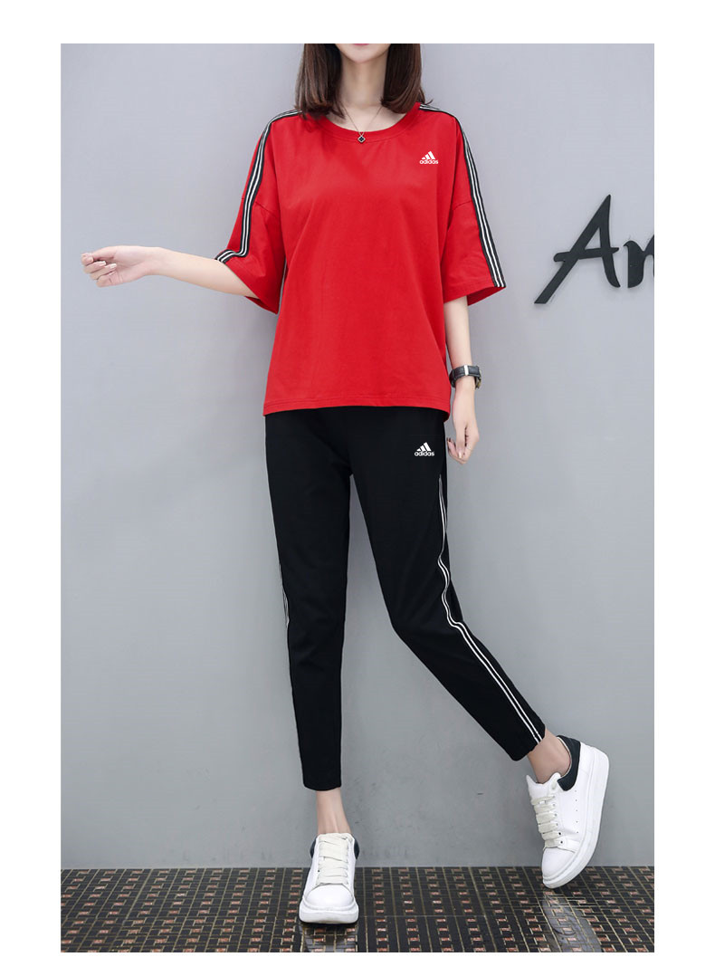 阿迪达斯Adidas运动套装夏装时尚夏天夏季休闲两件套运动服女春秋2018新款潮卫衣